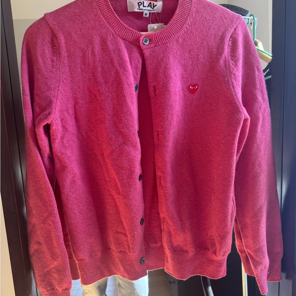 NWT Comme des Garcons wool pink cardigan size M